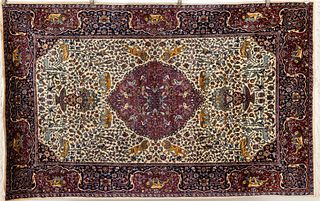 Persian Carpet With Lions and Foliage