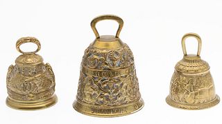 3 European Brass Temple Bells