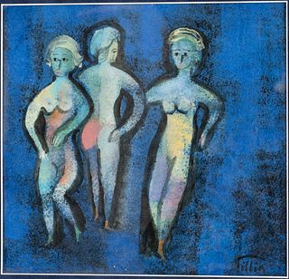 Polia Pillin (1909-1992), Plaque Depicting 3 Women
