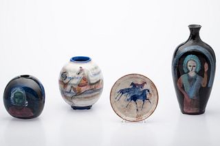 Polia Pillin (1909-1992), 3 Ceramic Vases & Dish