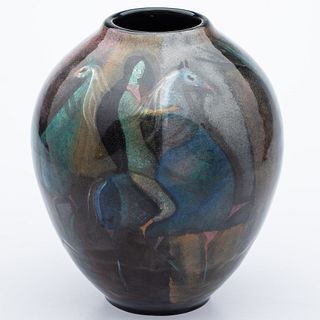 Polia Pillin (1909-1992), Vase w/ Women and Horse