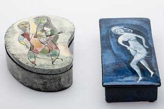 Polia Pillin (1909-1992), 2 Glazed Ceramic Boxes