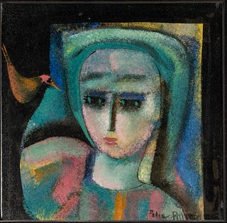 Polia Pillin (1909-1992), Plaque of Woman with Bird
