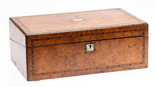 English Inlaid Walnut Writing Box, 19th Century