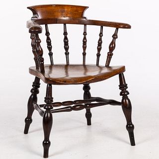 English Elm and Beechwood Captains Chair, 19th C
