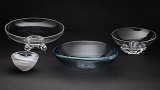 2 Steuben Bowls & 2 Scandinavian Style Glass Bowls