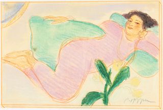 Pegge Hopper (HI, b. 1936), Reclining Woman, Pastel