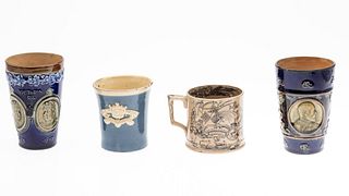 3 Doulton British Royal Cups and a Stoneware Mug