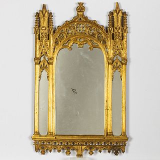 Gothic Style Gilt Metal Mirror, 19th Century