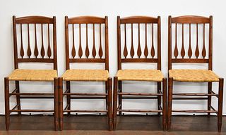 SET OF FOUR SPINDLE BACK CHAIRS