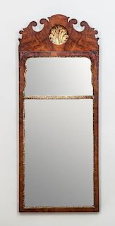 CHIPPENDALE TWO-PANEL MAHOGANY AND PARCEL-GILT MIRROR