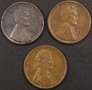 1913-P,D & 1914 LINCOLN CENTS XF