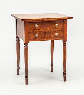 FEDERAL TIGER MAPLE TWO-DRAWER SIDE TABLE