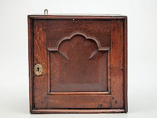 WILLIAM AND MARY STAINED OAK HANGING CUPBOARD