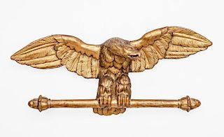 TWO CARVED WOOD EAGLE-FORM WALL ORNAMENTS