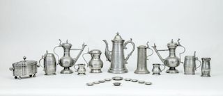 GROUP OF TWENTY-ONE ENGLISH AND CONTINENTAL PEWTER ARTICLES