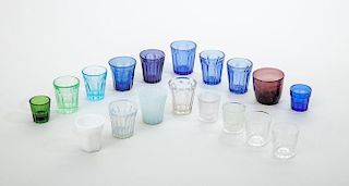 GROUP OF EIGHTEEN PRESSED GLASS SHOT CUPS