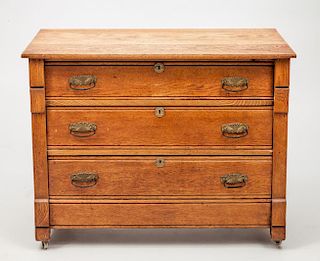 FEDERAL STAINED OAK CHEST OF DRAWERS
