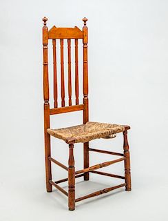 CHERRY AND OAK BANISTER-BACK SIDE CHAIR