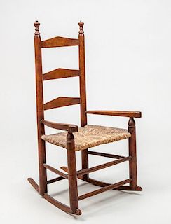 SHAKER TYPE STAINED ASH LADDERBACK CHILD'S ROCKING CHAIR