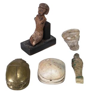 Five Stone, Metal and Wood Egyptian Artifacts