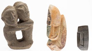 2 Zimbabwean Stone Sculptures, Incl Mteki & Another