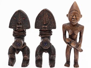 African Maternity Figure and a Pair of Dolls