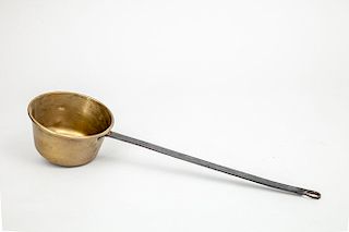 BRASS LADLE WITH WROUGHT-IRON LONG HANDLE