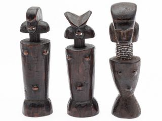 Three African Carved Wood Dolls
