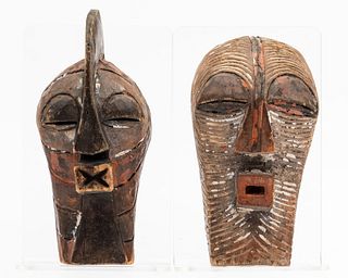 Two African Painted Wood Passport Masks