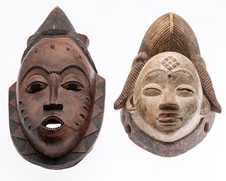 Two African Painted Wood Masks