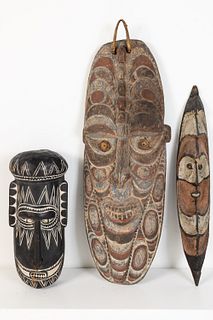 Three Large Painted Wood masks