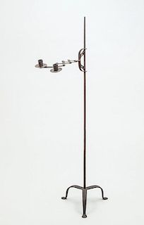 WROUGHT-IRON TWO-LIGHT ADJUSTABLE-ARM CANDLESTAND