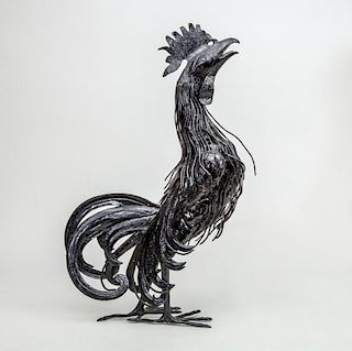 AMERICAN STAMPED-SHEET METAL ROOSTER-FORM DECORATION