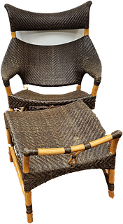 Yamakawa Woven Bamboo Chair & Ottoman