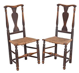Pair of William and Mary Paint Decorated Side Chairs