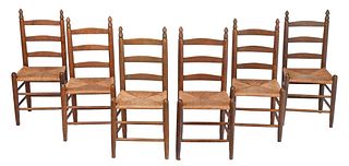 Set of Six Southern Ladder Back Dining Chairs
