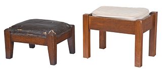 Two American Arts and Crafts Oak Stools