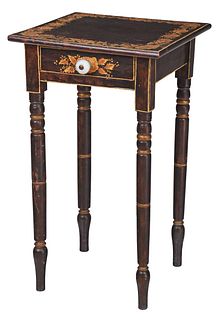 American Classical Stencil and Paint Decorated Side Table