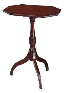American Federal Inlaid Mahogany and Cherry Candlestand