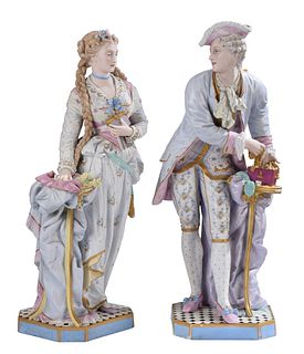 Large Pair of Vion & Baury Bisque Porcelain Figures