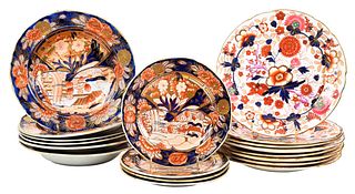 Group of 18 Gilt Decorated Ironstone Plates