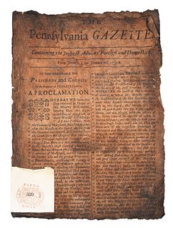 Benjamin Franklin's The Pennsylvania Gazette, 1738
