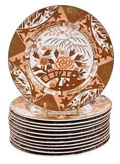 12 Ashworth Gilt Decorated Ironstone Plates