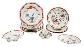 Group of 12 Red and White Porcelain Plates