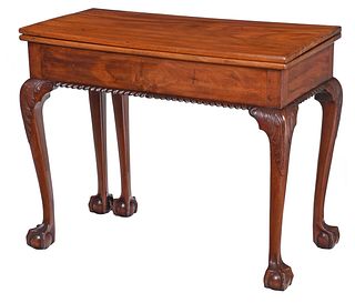 Fine New York Chippendale Carved and Figured Mahogany Games Table