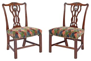 Fine Pair George III Carved Mahogany Side Chairs