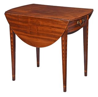 Very Fine American Federal Fan and Bellflower Inlaid Mahogany Pembroke Table