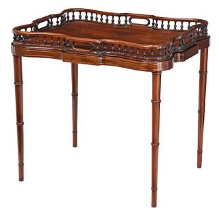 Fine Regency Figured Mahogany and Brass Inlaid Butler's Tray on Stand