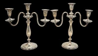 Pair of Shreve Crump and Low Sterling Silver Candelabras